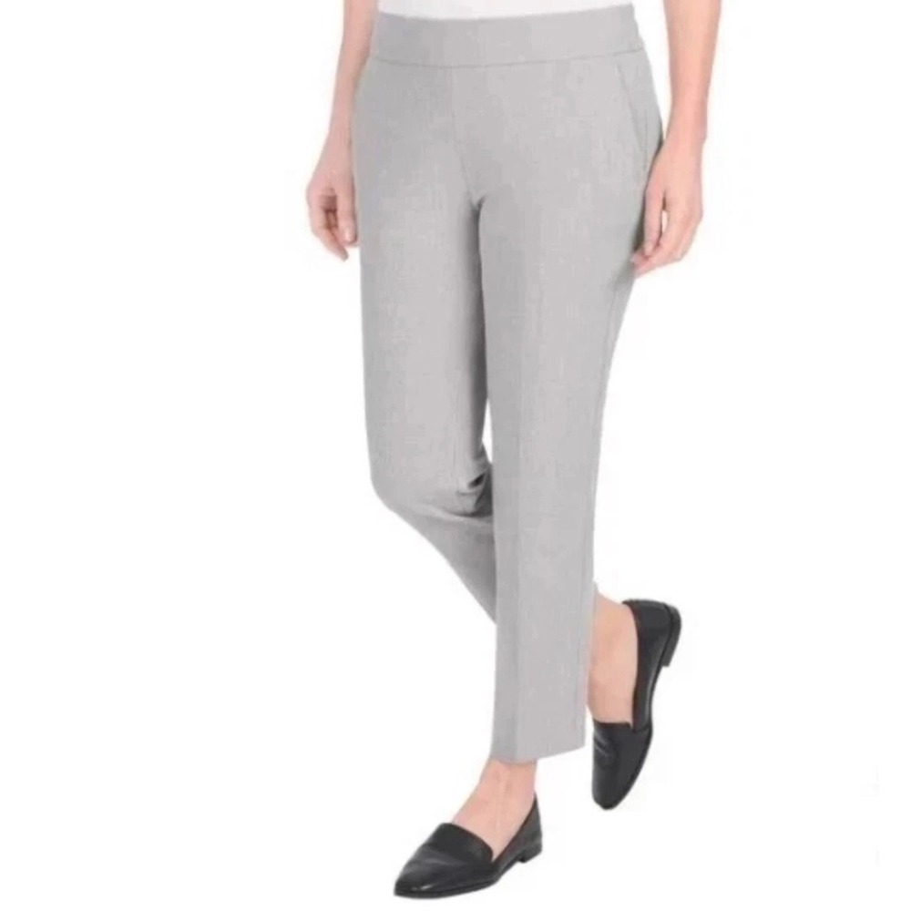 Hilary Radley Womens Heather Light Gray Slim Leg Tummy Control Pants •S• Classic